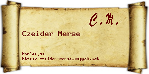 Czeider Merse névjegykártya